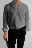 Camicia casual dal design semplice per gentiluomini cachi