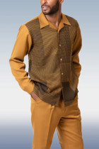 Yellow Brown Men's Fashion Casual Long Sleeve Walking Suit 006