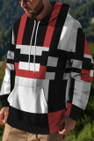 Sudadera con capucha colorblock geométrica roja y blanca para hombre 021