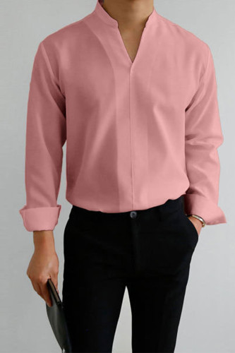 Roze heren eenvoudig ontwerp casual overhemd