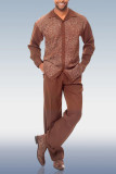 Коричневый мужской модный повседневный прогулочный костюм с длинным рукавом 030