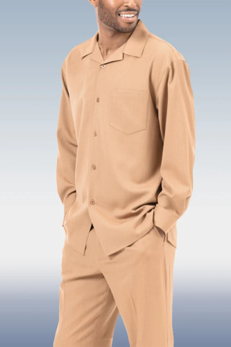 Khaki Men's Fashion Casual Long Sleeve Walking Suit 023