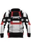 Rood-witte heren hoodie met geometrisch kleurenblok 021