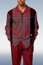 Terno de caminhada masculino preto vermelho moda casual manga longa 003