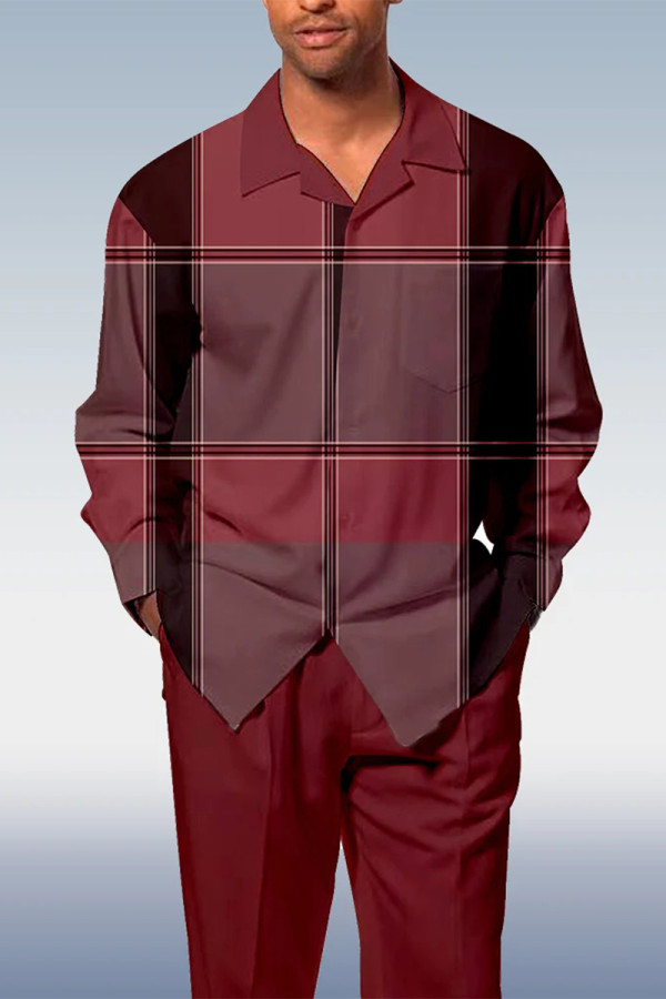 Svart Röd Herrmode Casual Långärmad Walking Suit 003