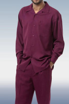 Бордовый комплект из двух брюк с длинным рукавом для прогулок