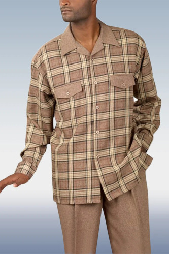 Khaki Men's Fashion Casual Long Sleeve Walking Suit 022