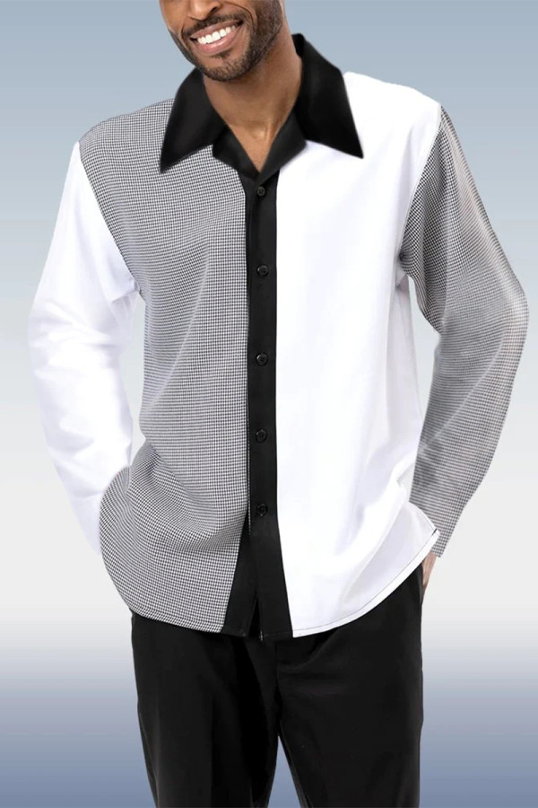 Black Gray Men's Fashion Casual Long Sleeve Walking Suit 021