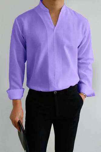 Camisa casual de diseño simple de caballeros púrpura