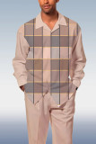 アプリコット メンズ ファッション チェック カジュアル ウォーキング スーツ 001