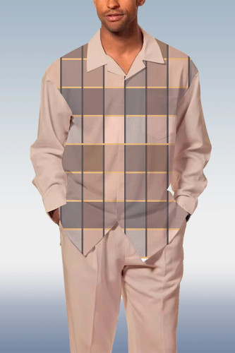Apricot Men's Fashion Check Casual Walking Suit 001