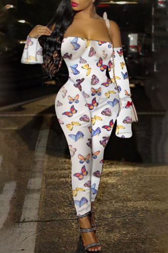 Colour Sexy Street Party Animal Print Print Patchwork Backless Strapless Skinny Jumpsuits