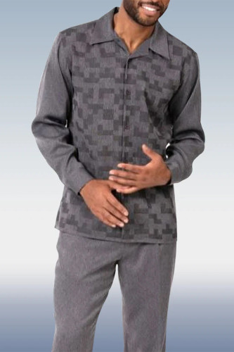 Grey Men's Fashion Casual Long Sleeve Walking Suit 020