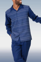 Blue Men's Fashion Casual Long Sleeve Walking Suit 019