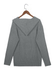 Grey Men's Long Sleeve Double Breasted Knit Hooded Sweater