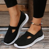 Black Casual Daily Hollowed Out Patchwork Solid Color Round Out Door Shoes
