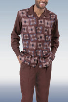 Red Men's Patterned Casual Walking Suit