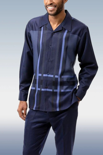 Tibetan Blue Men's Fashion Casual Long Sleeve Walking Suit 009