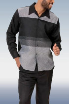 Black Walking Suit for Man Black Pattern Matching Casual