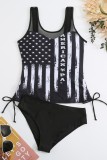 Black Sexy Print Patchwork See-through Backless Swimwears (With Paddings)