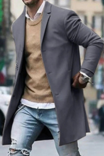 Gabardina masculino cinza escuro casaco de lã masculino casaco de lã masculino