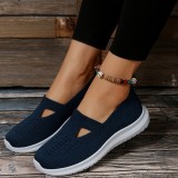 Deep Blue Casual Daily Hollow Out Patchwork Tinta unita Round Out Door Shoes