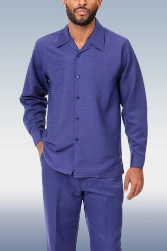 Blue Men's Fashion Casual Long Sleeve Walking Suit 018