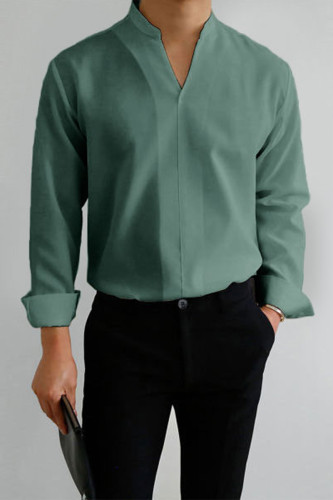 Grön Gentlemans Enkel Design Casual Skjorta