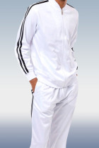 Белый мужской черно-белый спортивный комплект из двух предметов для бега