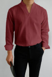 Camisa casual de diseño simple de caballero rosa