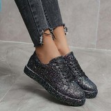 Silver Casual Patchwork Round Out Door Shoes