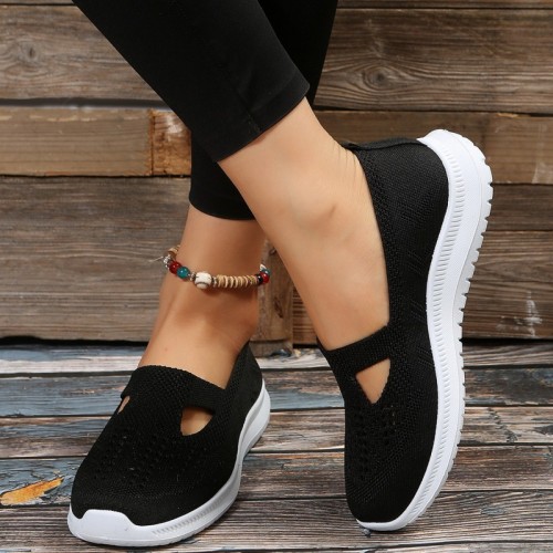 Chaussures de porte rondes décontractées en patchwork de couleur unie décontractées noires