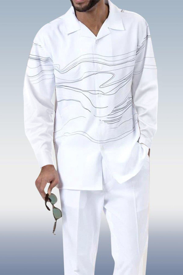 Белые прогулочные брюки из двух частей с длинным рукавом и принтом Art