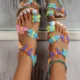 Colour Casual Patchwork Butterfly Round Comfortable Shoes