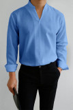 Camicia casual da uomo viola dal design semplice