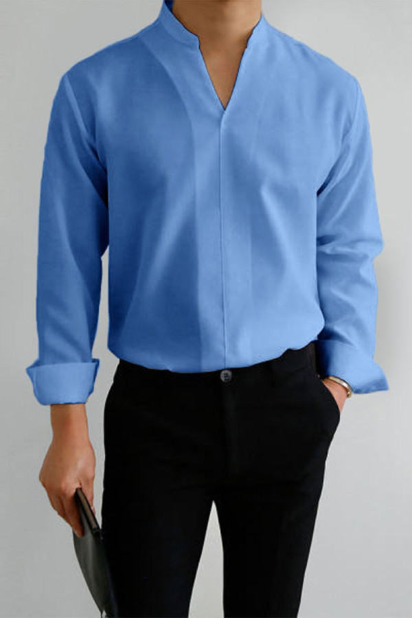 Camisa Casual Gentlemans Azul Claro Design Simples
