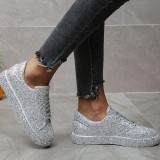 Silver Casual Patchwork Round Out Door Shoes