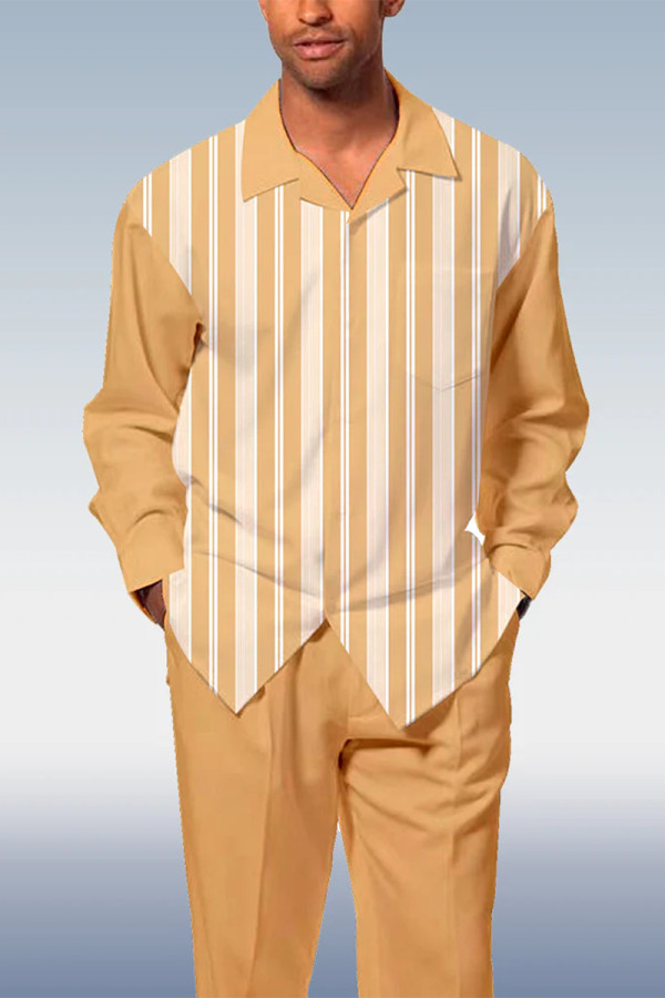 Желто-белый мужской модный повседневный прогулочный костюм в клетку 002