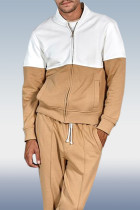 Conjunto de 2 piezas de ropa deportiva casual de color caqui para hombre de color caqui blanco