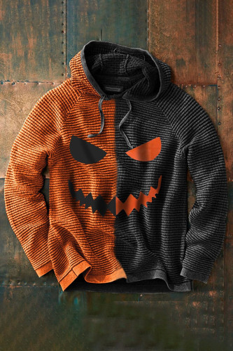 Orangefarbener, lässiger Halloween-Pullover-Hoodie für Herren