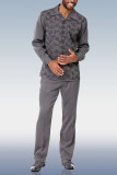 Серый мужской модный повседневный прогулочный костюм с длинным рукавом 020