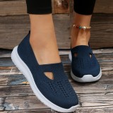 Deep Blue Casual Daily Hollowed Out Patchwork Solid Color Round Out Door Shoes