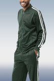 Conjunto de 2 peças de roupas esportivas casuais verdes masculinas