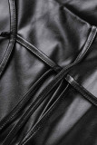 Laranja Casual Solid Patchwork Skinny Cintura Alta Convencional Cor Sólida
