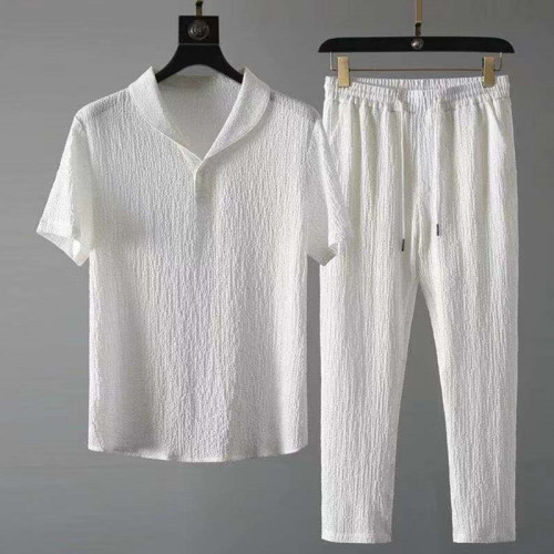 White Casual Solid Patchwork Turndown Collar Short Sleeve Two Pieces