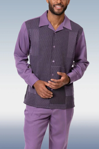 Purple Men's Fashion Casual Long Sleeve Walking Suit 007