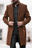 Abrigo ajustado de negocios casual de moda callejera marrón rojo