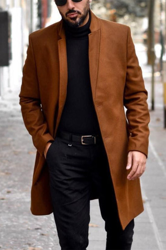 Cappotto attillato da uomo d'affari casual di moda di strada rosso marrone