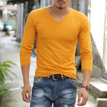 Yellow Casual Solid Solid Color V Neck Tops