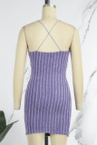 Robes de robe sans manches à bretelles spaghetti solides décontractées violettes